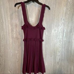 Zara Aubergine Knit Pleated Ruffle Dress Women's Size Small